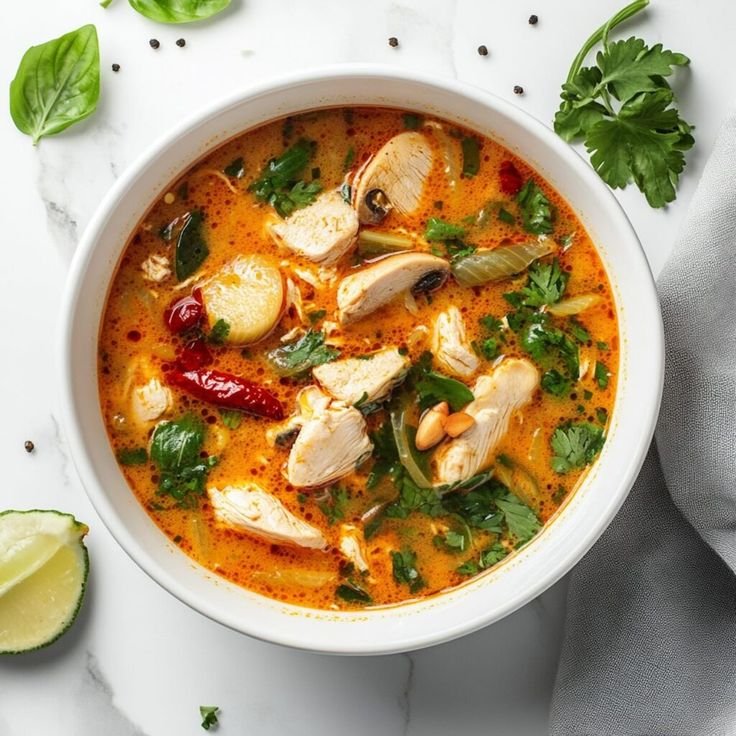 Tom yum soup with chicken